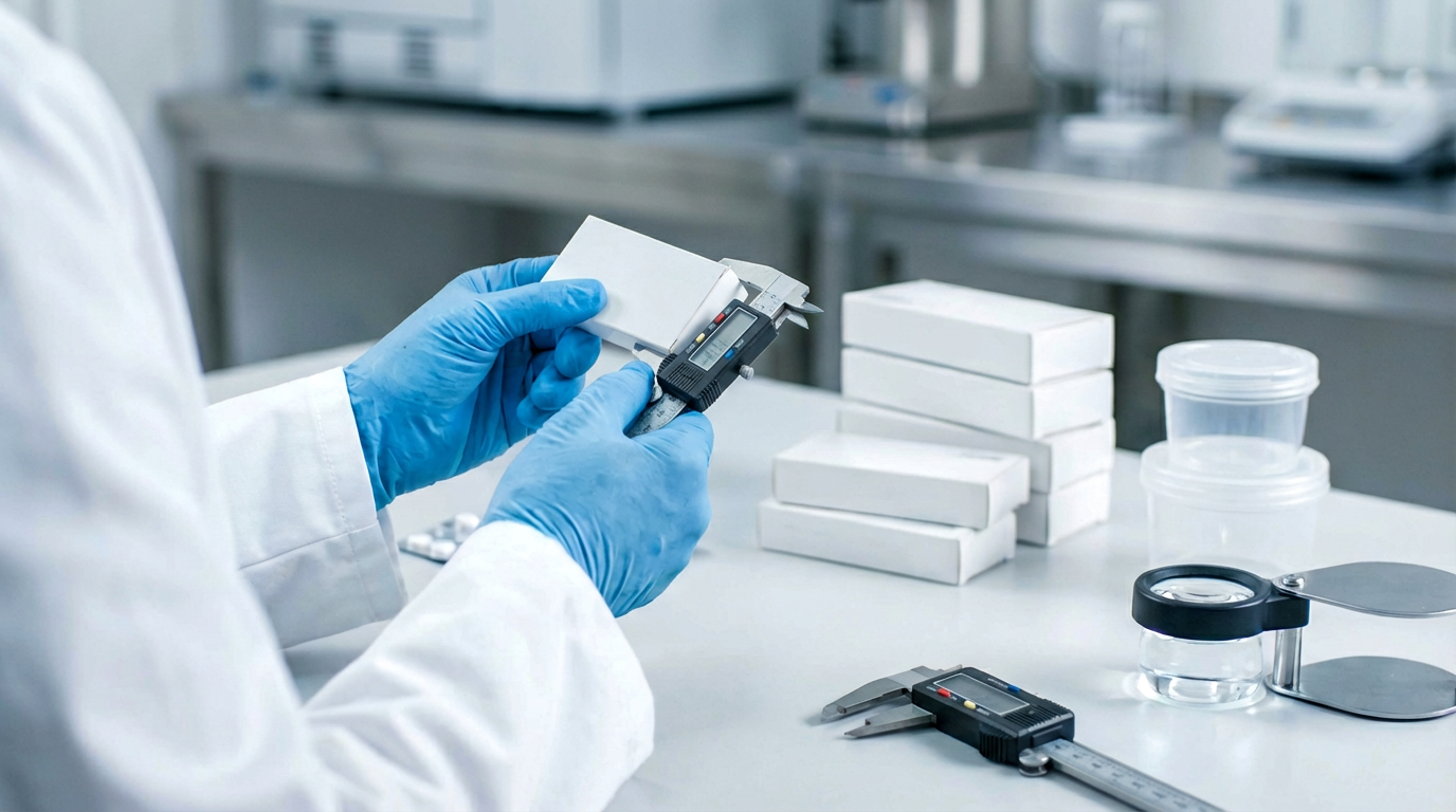 Controle técnico de embalagem farmacêutica em ambiente laboratorial